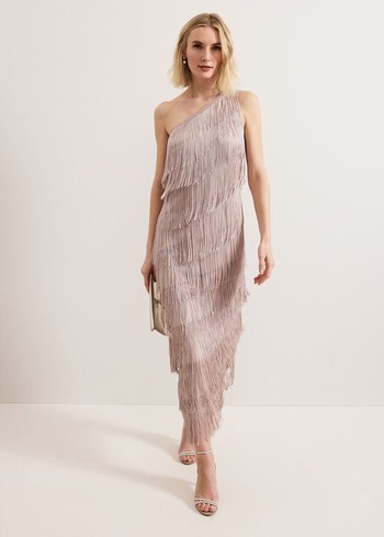 Phase Eight Amity Fringe Dress Pink USA | 1209865-MH